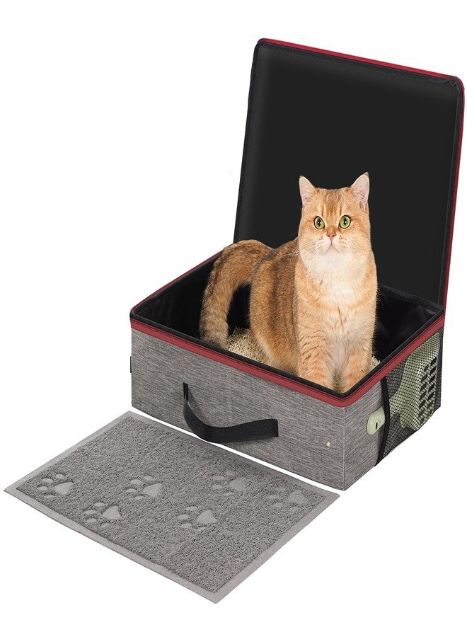 Avont Portable Travel Litter Box for Cats, Waterproof Leak-Proof Foldable Collapsible Kitty Box with Zipped Lid, Mat and Scoop, Easy to Carry Ideal for Hotels Cars -M - Image 1